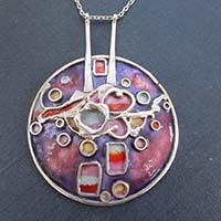 Norman Grant enamel silver pendant 1970's